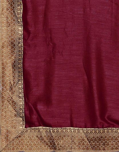 Maroon Embroidery Plain Silk Saree