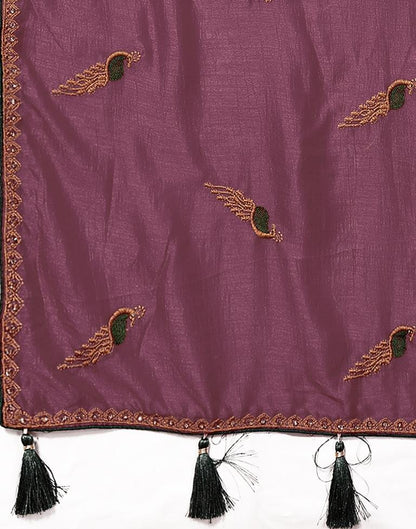 Dusty Pink Plain Silk Saree