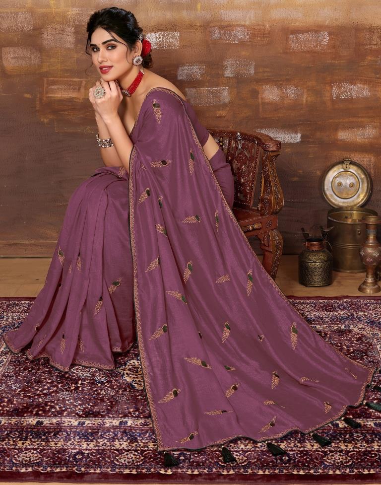 Dusty Pink Plain Silk Saree