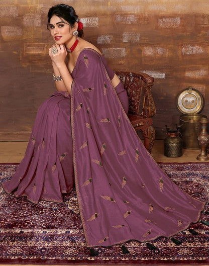 Dusty Pink Plain Silk Saree
