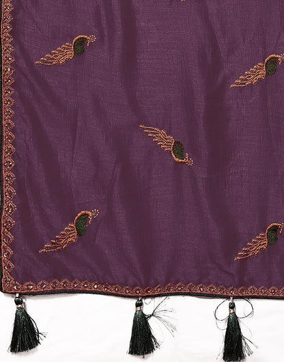 Wine Plain Silk Saree