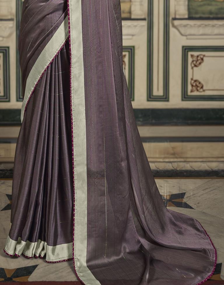 Grey Plain Chiffon Saree