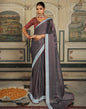 Grey Plain Chiffon Saree
