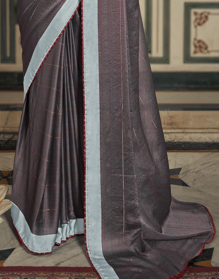 Grey Plain Chiffon Saree