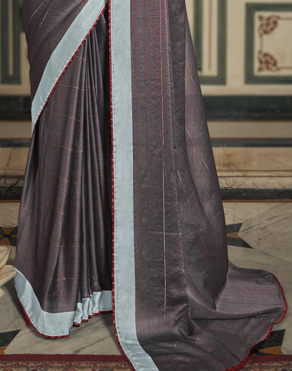 Grey Plain Chiffon Saree