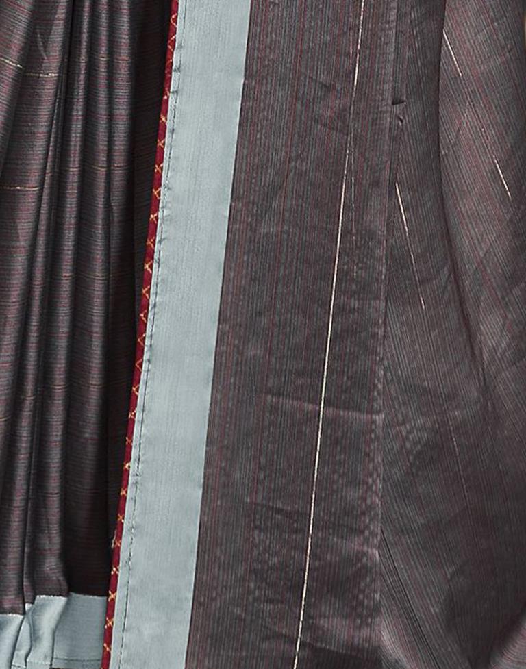 Grey Plain Chiffon Saree