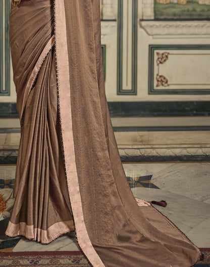 Brown Plain Chiffon Saree