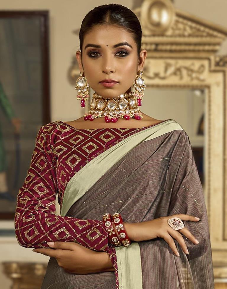 Pista Green Plain Chiffon Saree