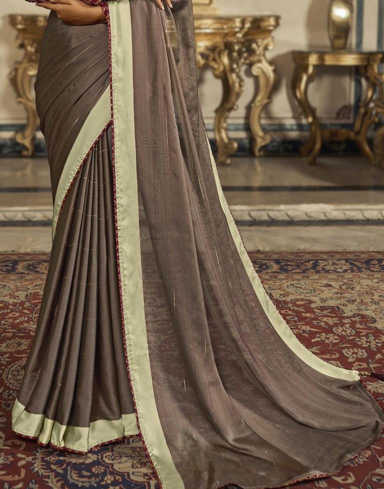 Pista Green Plain Chiffon Saree