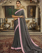 Grey Plain Chiffon Saree