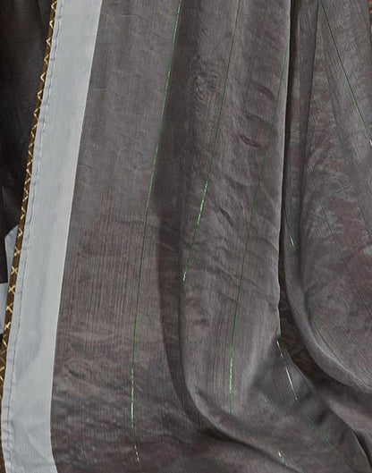 Grey Plain Chiffon Saree