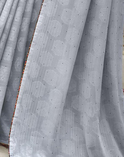 Grey Plain Georgette Saree