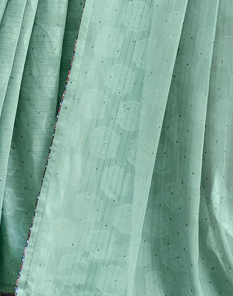 Light Turquoise Green Plain Georgette Saree