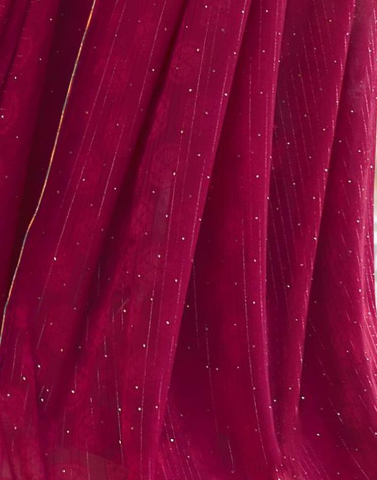 Dark Pink Plain Georgette Saree