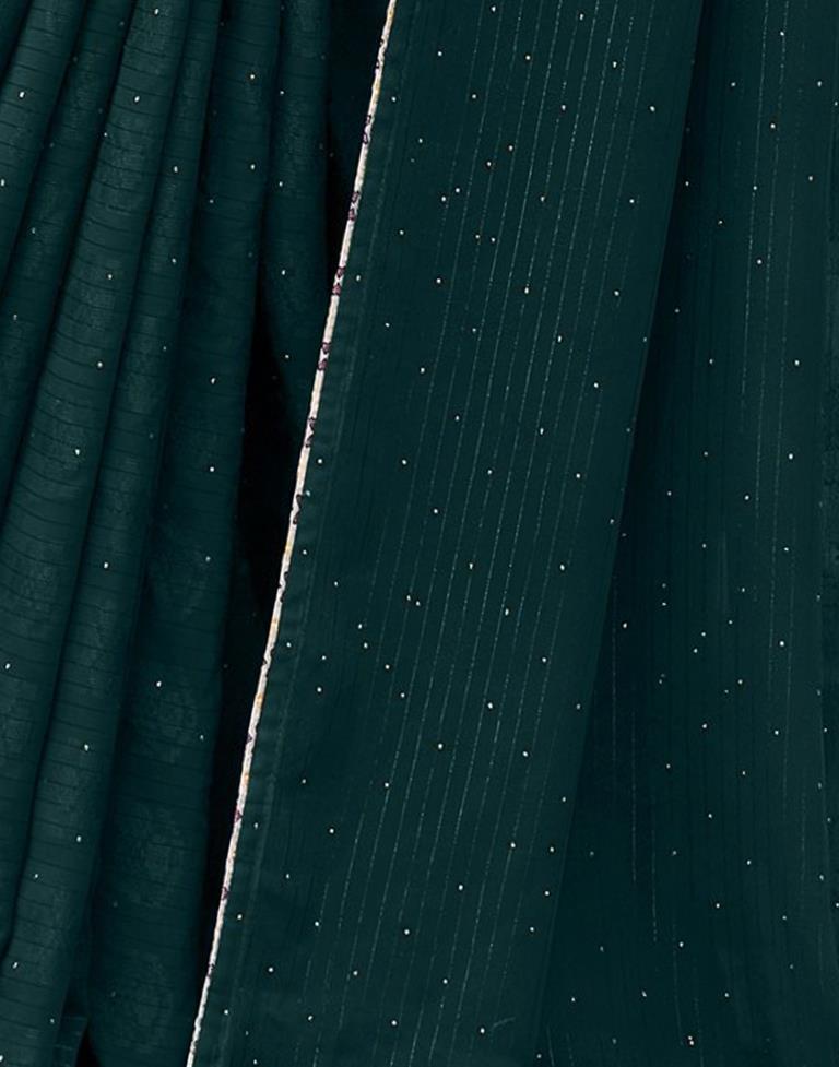 Teal Green Plain Georgette Saree