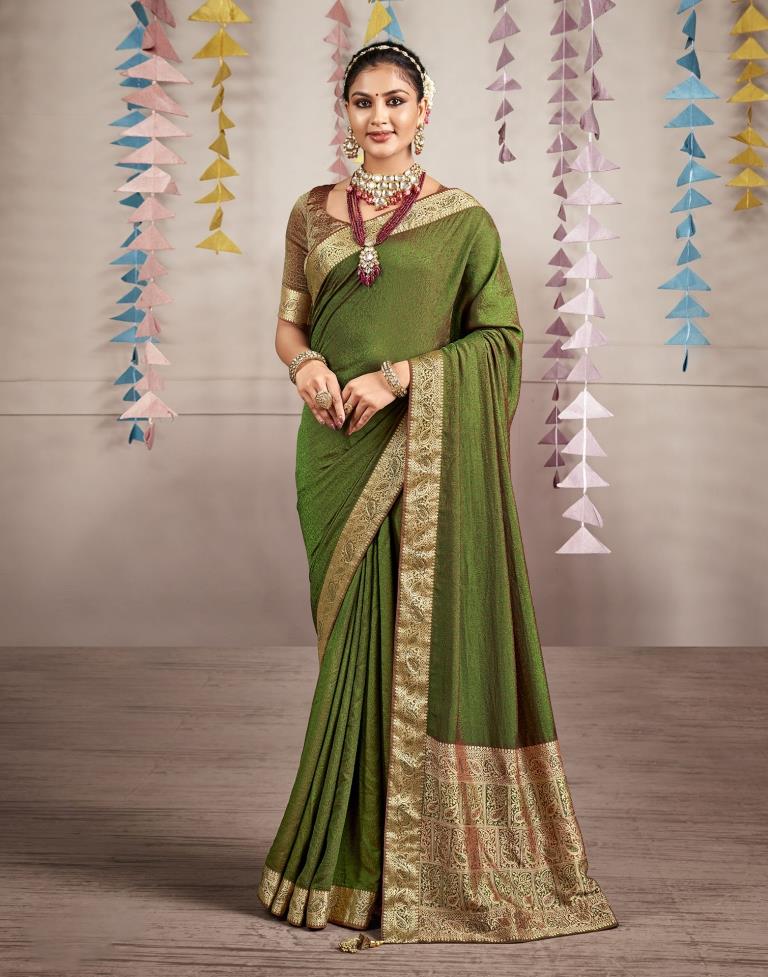 Golden Self Woven Silk Saree