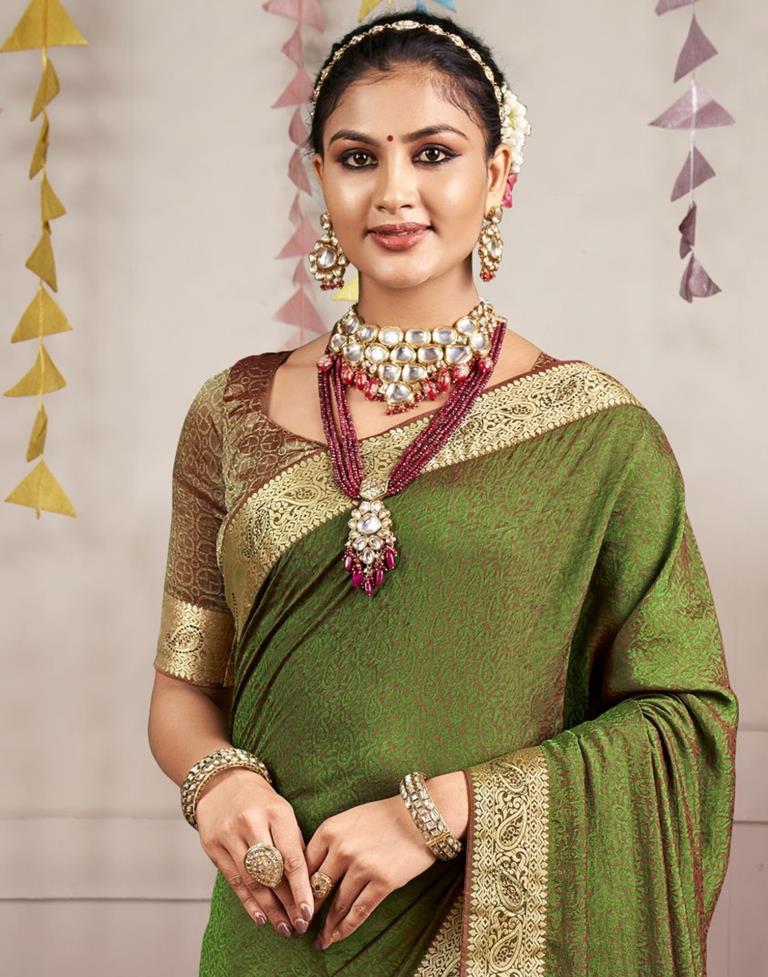 Golden Self Woven Silk Saree