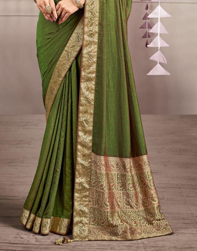 Golden Self Woven Silk Saree