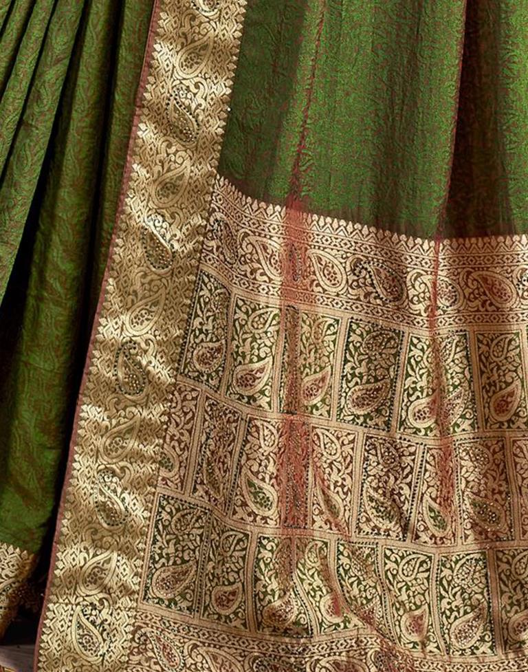 Golden Self Woven Silk Saree