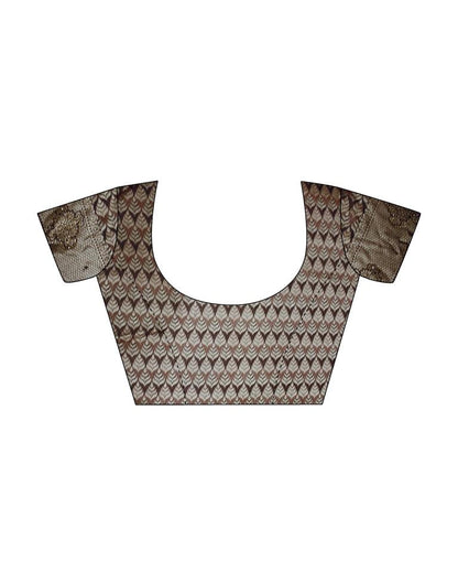 Brown Self Woven Silk Saree