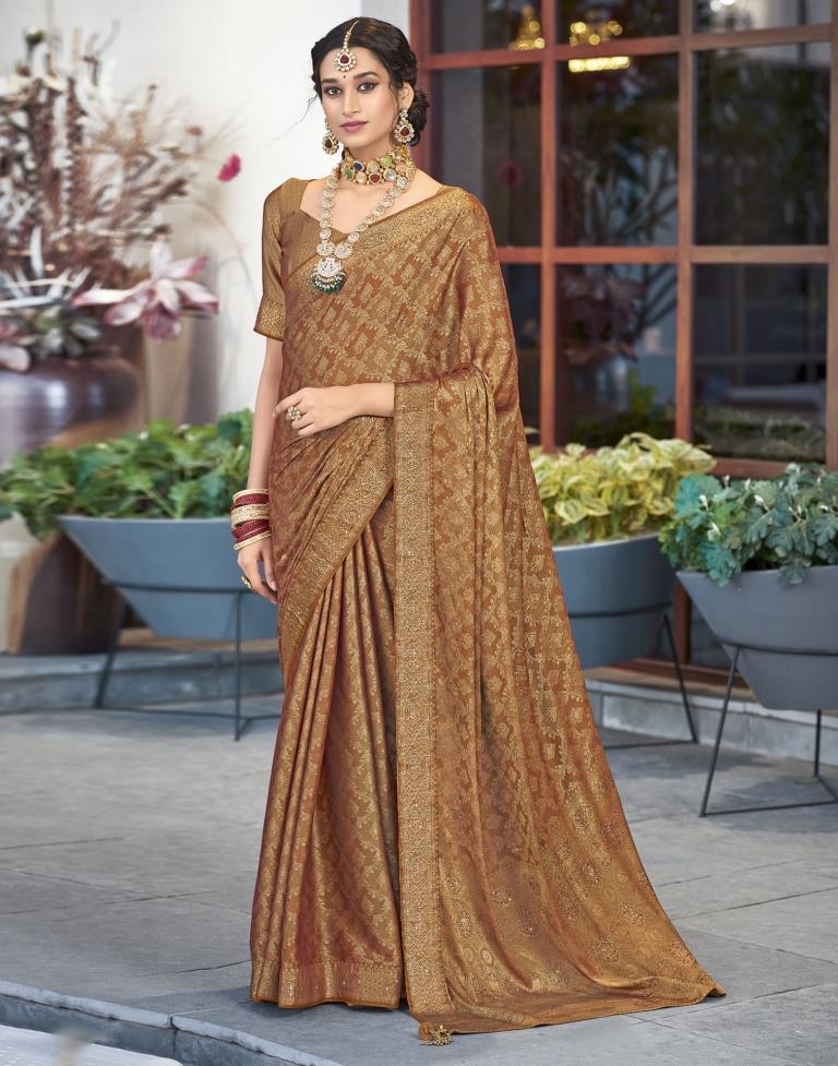 Golden Self Woven Silk Saree
