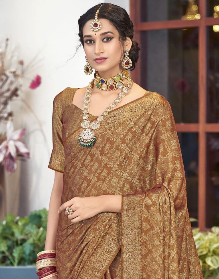 Golden Self Woven Silk Saree