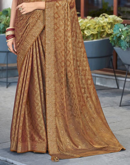 Golden Self Woven Silk Saree
