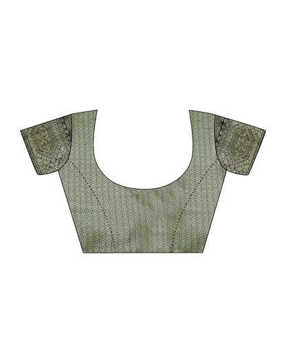 Dark Green Self Woven Silk Saree