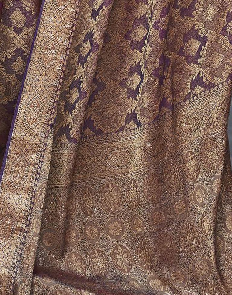 Purple Self Woven Silk Saree