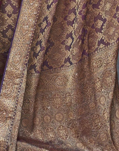 Purple Self Woven Silk Saree