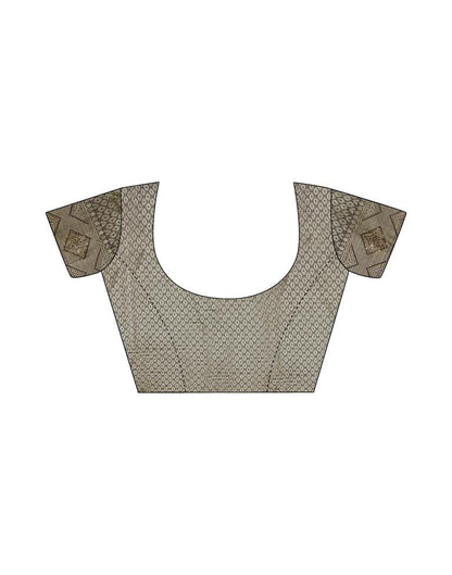 Grey Self Woven Silk Saree