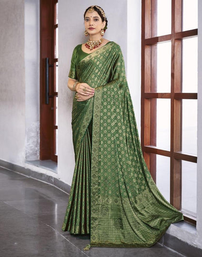 Green Self Woven Silk Saree