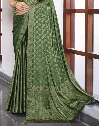 Green Self Woven Silk Saree