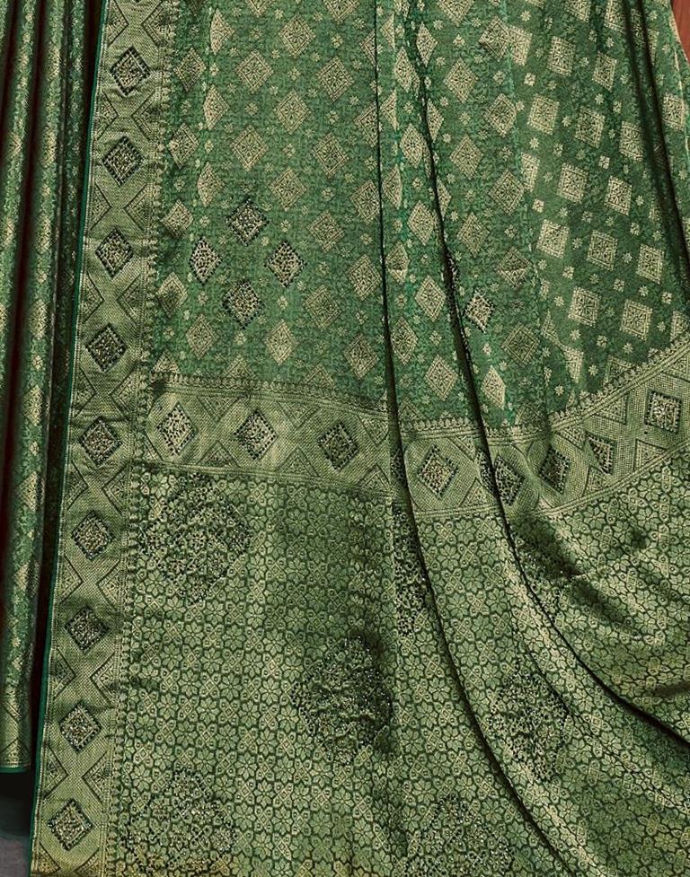 Green Self Woven Silk Saree