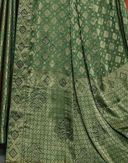 Green Self Woven Silk Saree