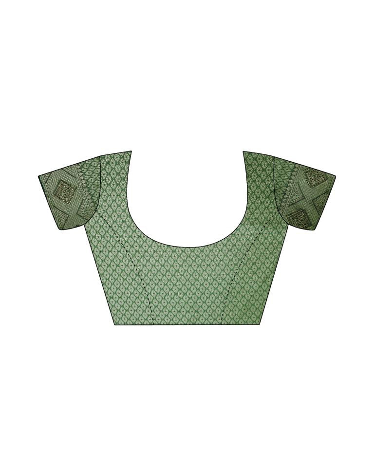 Green Self Woven Silk Saree