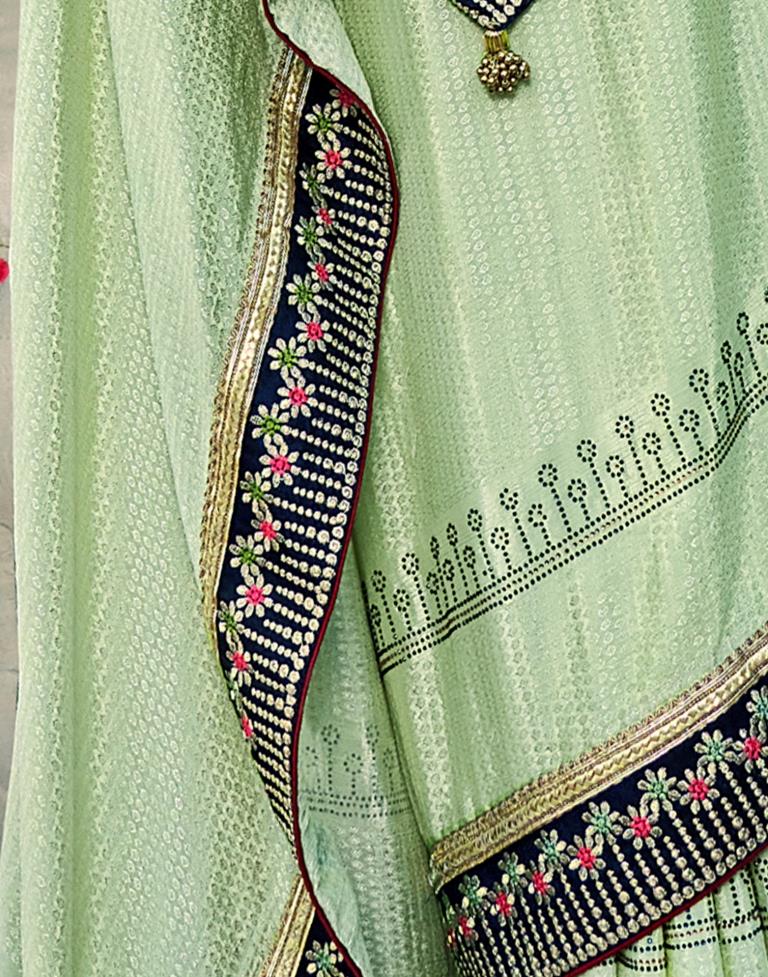 Pastel Green Jacquard Chiffon Saree