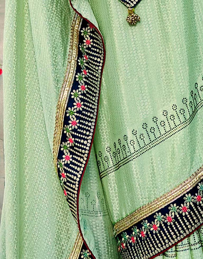 Pastel Green Jacquard Chiffon Saree
