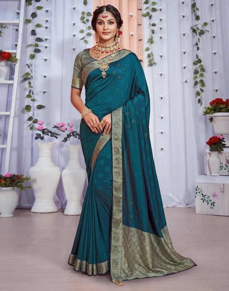 Golden Jacquard Silk Saree