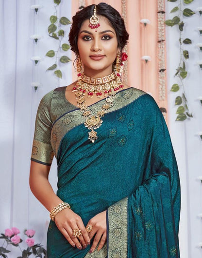 Golden Jacquard Silk Saree