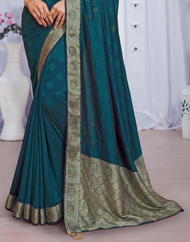 Golden Jacquard Silk Saree