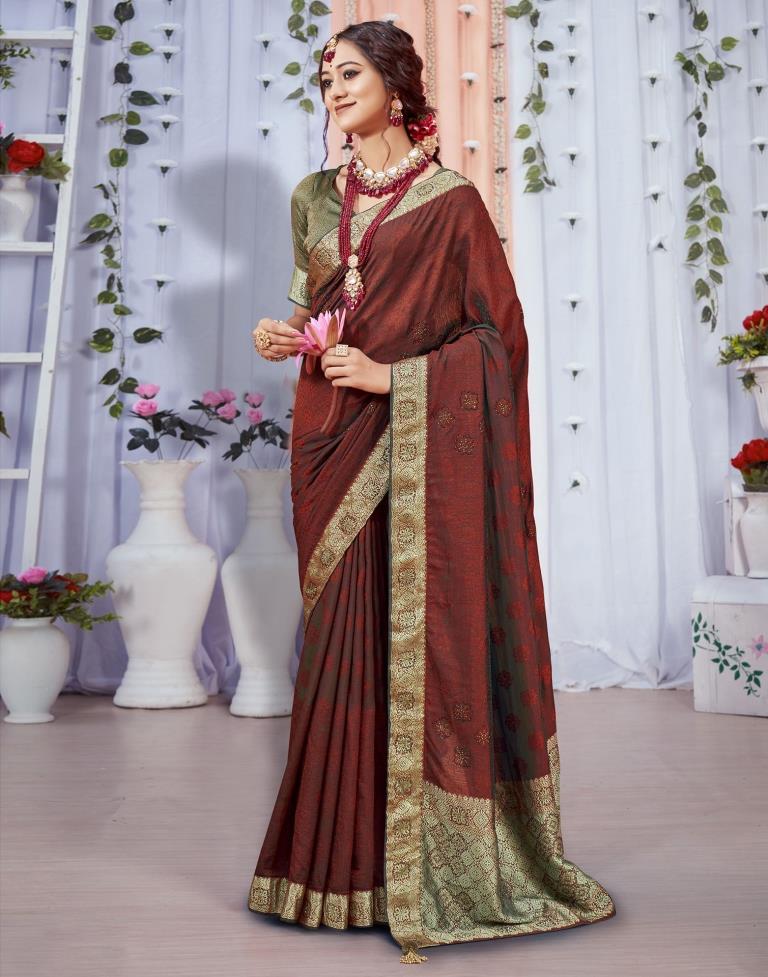 Maroon Jacquard Silk Saree