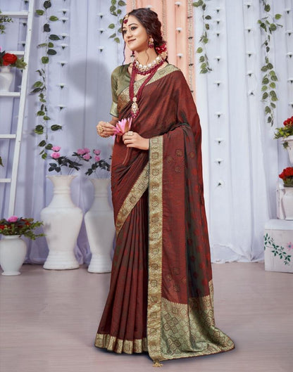 Maroon Jacquard Silk Saree