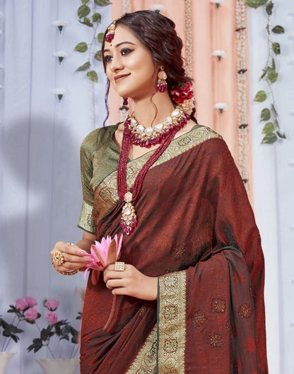 Maroon Jacquard Silk Saree