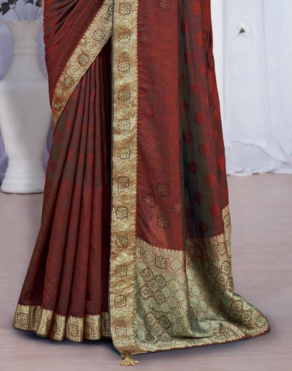 Maroon Jacquard Silk Saree