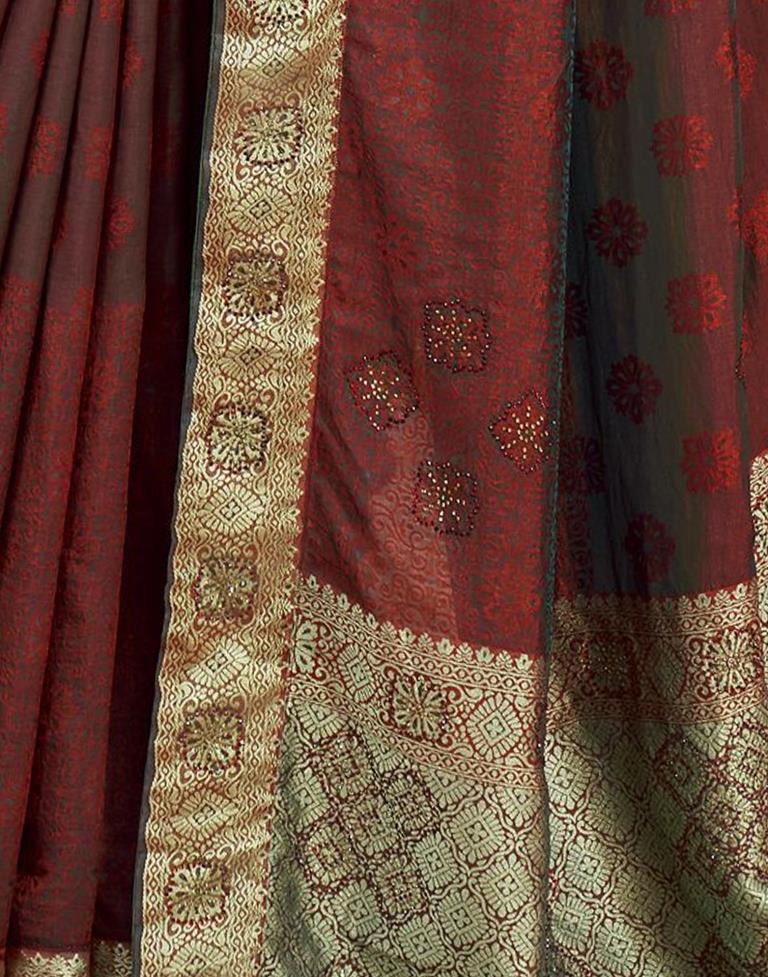 Maroon Jacquard Silk Saree