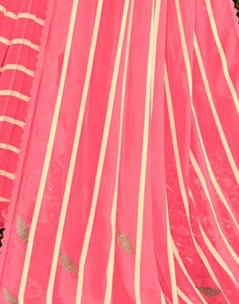 Light Pink Printed Georgette Saree