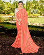 Light Orange Printed Georgette Saree