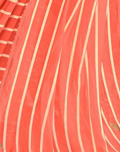 Light Orange Printed Georgette Saree
