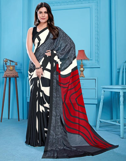 Black Printed Silk Saree